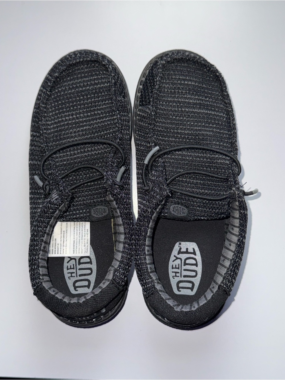 Hey Dude Kids Black Knit Slip-On Sneakers
